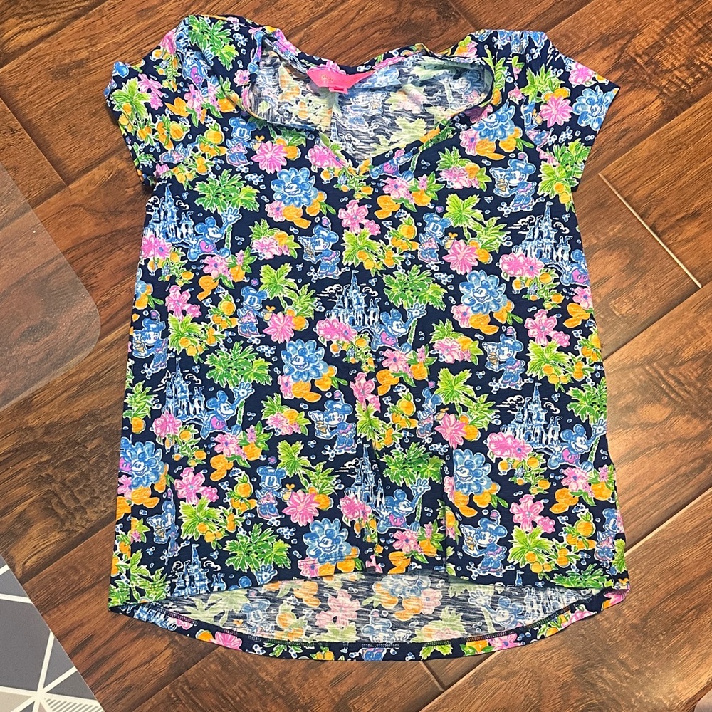 Lilly Pulitzer Floral Short Sleeve Tee - Blue, Pink, Green, Orange